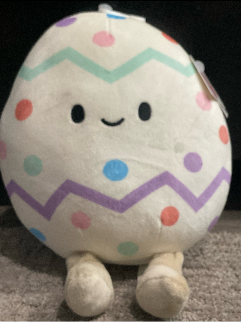 American Greetings Cream Plush Easter Egg with Pastel Dots